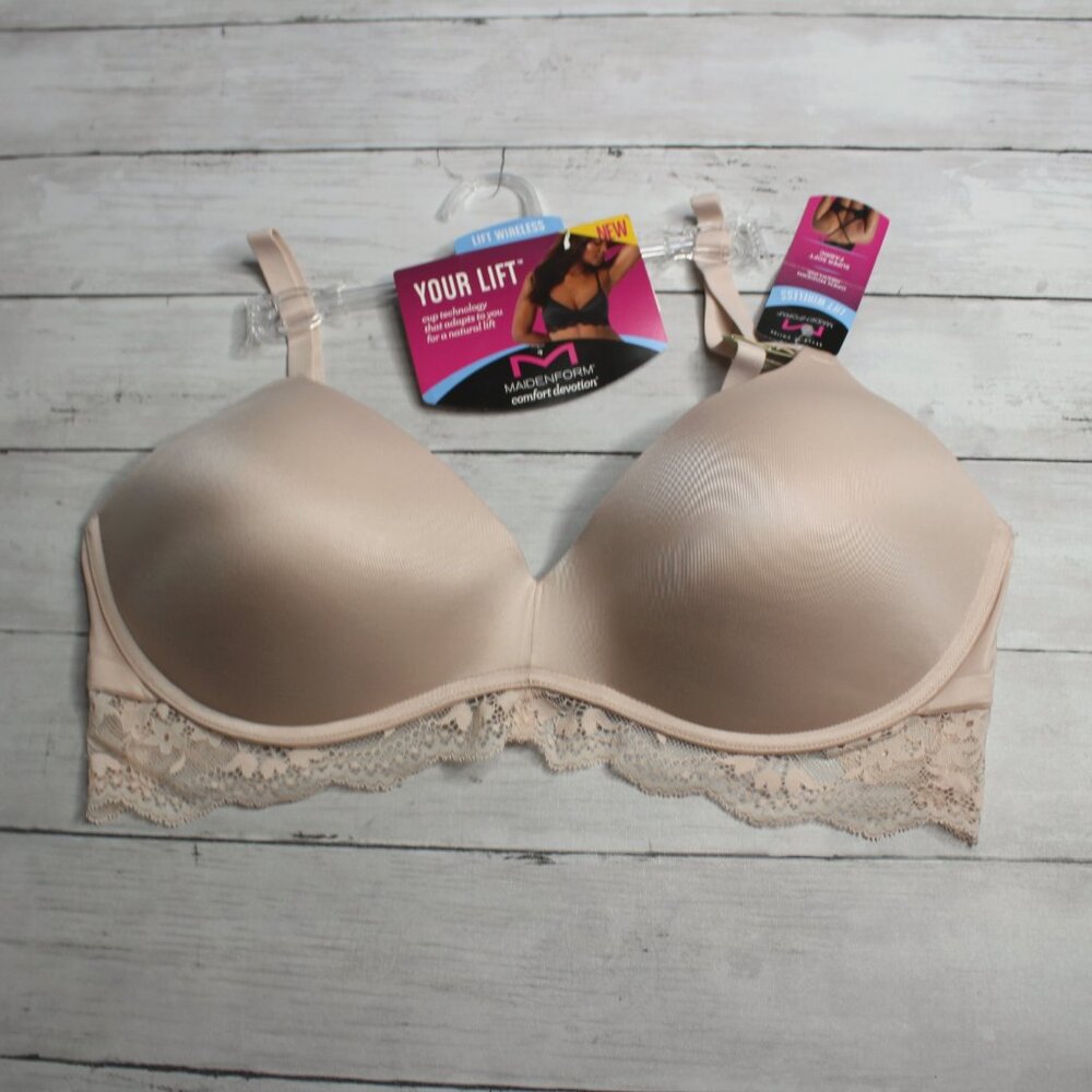 Maidenform Women's Comfort Bra Plus Size 40B Padded Wireless Lace Convertible